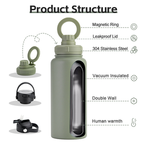 Bouteille d'eau isotherme personnalisée en acier inoxydable à double paroi de 1 L (32 oz) avec support magnétique pour téléphone, sans BPA, compatible eau bouillante - Product Image 6