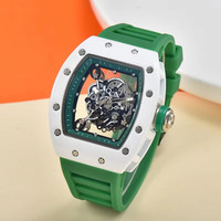 Новые красные белые мужские часы спортивные водонепроницаемые светящиеся резиновые силиконовые часы Tonneau