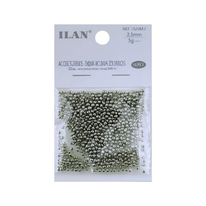 Cuentas ILAN de 2.5mm con Orificio Pequeño, Plateadas, 5g, para Accesorios de Decoración de Uñas - Product Image 2