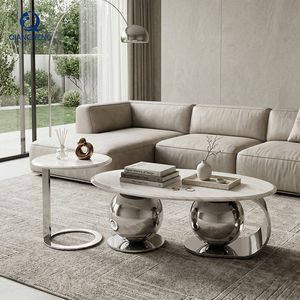 Meubles <span class=keywords><strong>de</strong></span> salon, table basse moderne en acier et marbre - Product Image 4