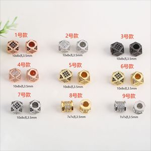 Cuentas espaciadoras de rombo con microincrustaciones de circonita cúbica de Lisheng Jewelry para la fabricación de pulseras, collares y joyería DIY. - Product Image 2