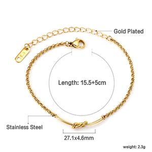 Pulsera de Cadena para Mujer de Acero Inoxidable con Baño de Oro de 18K de Alta Calidad, Estilo Geométrico con Cruz y Lazo, Dijes Modernos - Product Image 2