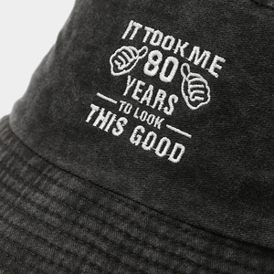 Nouvel Arrivage – Chapeau Bob Rétro en Coton Délavé avec Broderie Humoristique « 50 Ans », Unisexe, pour l'Extérieur et Décontracté, Protection Solaire - Product Image 4