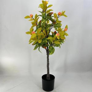 Árbol de Banyan Dorado, Decoración de Interiores para Oficina, Hotel, Jardín, Árbol de Melocotón Artificial Realista de 80 cm <span class=keywords><strong>en</strong></span> <span class=keywords><strong>Maceta</strong></span>, Árbol Artificial de Tacto Real - Product Image 3