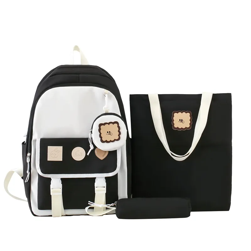 초등학교 중학교 소년 소녀 연필 가방 및 지갑 대용량 토트 세트 가방 학생용 배낭