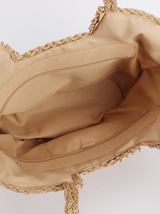 Nouveau sac bohème tressé en PU avec fermeture éclair, motif floral, grande capacité, pour la plage, les voyages, le travail, en corde de papier, frais et élégant, pour les trajets quotidiens, Tanjing - Product Image 3