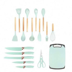 <b>Kitchen</b> <b>Gadget</b> <b>Kitchen</b> Utensils Set Food Grade Silicone With Wooden Handle and Cuttings Board Storage Bucket - Product Image 4