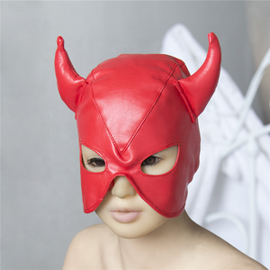 Masque de tête de taureau en cuir PU pour homme, ajustable, avec cornes, pour fête costumée - Product Image 3
