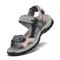 Nouvelles sandales décontractées pour femmes, chaussures de plage confortables en cuir à semelle épaisse, respirantes, à bout ouvert, style romain, pour l'extérieur
