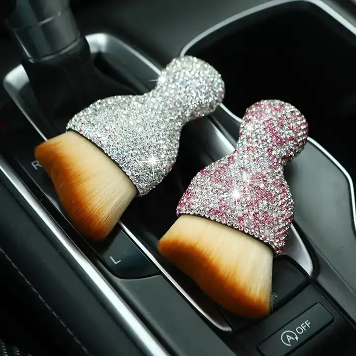 FEIYAN Custom Logo Diamond Bling Makeup Foundation Powder Brushes Tool Wholesale Car Interior Dust Soft Car Cleaning Brush