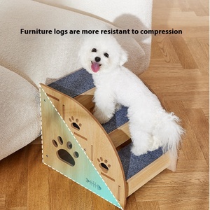 Massivholz Umweltfreundliche Haustiertreppe Rutschfeste Schräge Leiter Quadratische Form PP-Baumwollfüllung Kleine Größe Sofa für Hunde und Ihre Pelzigen Freunde - Product Image 3