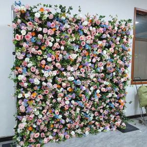 Precio de fábrica Flores de seda Arreglos de alta calidad para boda Pared de flores artificiales de alta calidad Pared de flores de rosa roja de 8x8 pies - Product Image 4