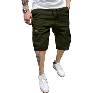 2025 pantalones cortos informales de sarga de algodón 100% para hombre, talla XS, cintura elástica, cierre con cordón, tejido de punto, logotipo en blanco - Product Image 4