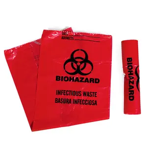 उच्च गुणवत्ता वाले कस्टम आकार एचडीपीई/एलडीपीई लाल पीला मेडिकल बायोहाज़र्ड जिपलॉक नमूना पैकेजिंग बैग अपशिष्ट कचरा कचरा बैग