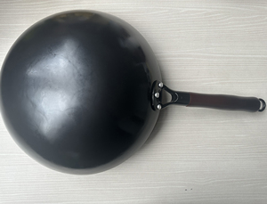 Sartén tradicional de acero al carbono martillado a mano, <span class=keywords><strong>wok</strong></span> chino con <span class=keywords><strong>mango</strong></span> de madera de haya extraíble saludable - Product Image 5