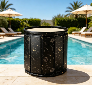 Vanace Portable PVC <b>Foldable</b> Spa Tub 70x65cm Black/White Universal for Outdoor & Home Use Includes Unique Ice <b>Bath</b> - Product Image 1