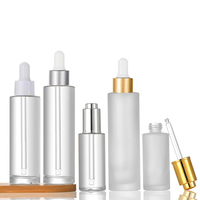 Flacon Compte-gouttes Cylindrique en Verre Givré Personnalisé de 10ml, 15ml, 30ml, 40ml, 50ml, 60ml, 80ml, 100ml, 120ml pour Huile, Flacons Compte-gouttes Dorés