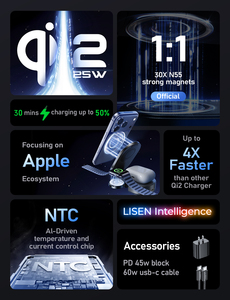 <span class=keywords><strong>Lisen</strong></span> ที่ชาร์จไร้สายแบบแม่เหล็ก Qi2 3 in 1, แท่นชาร์จสำหรับ iPhone 17 16 PRO MAX - Product Image 3