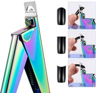 2024 acier inoxydable français en forme de U faux un mot manucure Cutter ciseaux à ongles avec matériau de brosse en métal