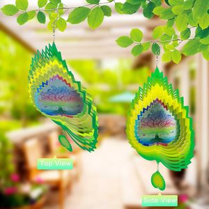 Tourniquets à vent en métal pour jardin, Ornement 3D en métal découpé au laser, Art cinétique coloré à triple mouvement, Motif Colibri - Product Image 5