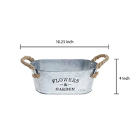 Pot de fleur en métal rétro pot de fleur rustique avec poignée en corde ovale galvanisé jardinière en zinc pour intérieur extérieur