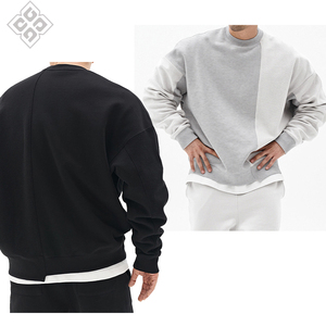 Solid Color Round Neck Sweatshirt Korean Style Gym Wear Trendy Brand Loose Large Size Youth Versatile Drop Shoulder Pullover Top