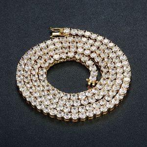 Collier pour homme en cuivre plaqué or, micro-incrusté de zircon, 4 mm, 61 cm, or blanc, bijoux cadeau - Product Image 2