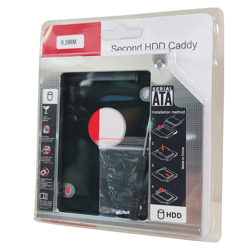 SSD HDD Caddy 12.5mm alluminio 2nd Hard Disk Drive Caddy Case adattatore per Laptop universale CD/DVD-ROM alloggiamento ottico (12.5MM)