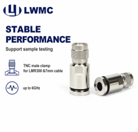 Connecteur mâle TNC LWMC à pince pour câble LMR300 et câble de 7 mm jusqu'à 6 GHz, VSWR 1,30 max.