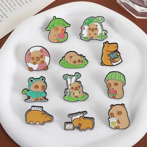 7 Estilos de Broches de Metal Esmaltados con Diseño de Capibara Divertido, sin Gorro, Personalizados para Parejas, Regalos para Amantes de los Animales - Product Image 4