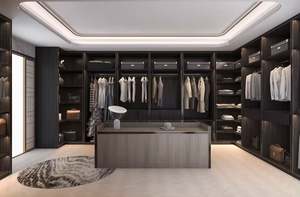 Diseño Gratuito, Armario Vestidor Moderno y Lujoso Personalizado con Marco de Aluminio, Puerta de Vidrio y MDF, con Isla Central - Product Image 3