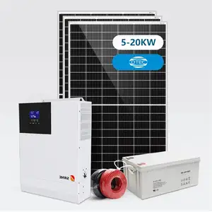 Complete 3kw 5kw Off-Grid Solar Power System MPPT Controller PWM Lithium Ion Battery Ground Home Use 10Kw Solar Panel System