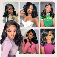 Rambut Asli Brasil Virgin Remy, Wig Lace Front Body Wave Double Drawn, Wig Lace Frontal Hitam Alami, Wig Tanpa Lem Swiss Lace