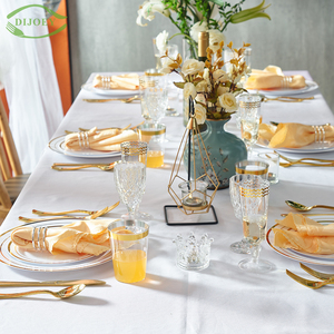 Thiết Kế Mới Dùng Một Lần Wedding Party Vàng Rim Tấm Nhựa Bộ Đồ Ăn Bộ Đồ Ăn - Product Image 3