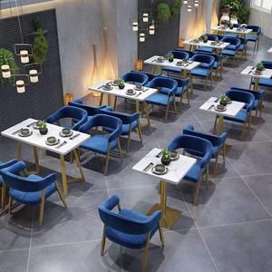 طقم أثاث مطعم عصري عالي الجودة، كراسي جلوس مخملية وطاولة طعام للمقاهي والمحلات - Product Image 2