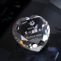 Cadeau d'anniversaire d'entreprise : presse-papiers en verre cristal à facettes en forme de demi-sphère, avec diamant rond, souvenir d'entreprise