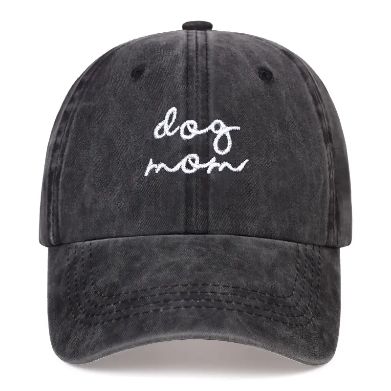 Summer cotton men's baseball cap DOG MOM letter embroidery washed dad hat adjustable outdoor sun hats fashion hip hop caps