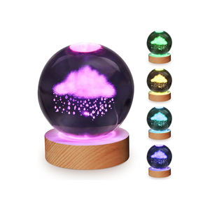 Venta al por Mayor de Lámparas Nocturnas Modernas RGB de 7 Colores, Adorno de Bola de Cristal 3D, Pequeña Lámpara Luminosa con Batería - Product Image 1