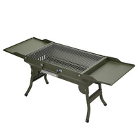 Barbecue portable pliable en bois, grill à charbon de bois en métal antiadhésif pour le camping et les pique-niques en plein air avec options de combustible