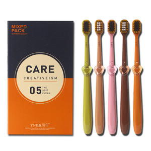 Ensemble de 5 brosses à dents Maillard pour couple, usage domestique, poils doux et fins, petite tête large, charbon de bois coloré, e-commerce, diffusion en direct - Product Image 4