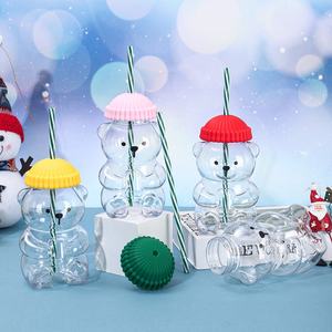 Nouveau modèle de tasse à <span class=keywords><strong>paille</strong></span> en forme d'ours, grande capacité, double <span class=keywords><strong>paille</strong></span>, design moderne, portable, pour jus et boissons froides, Noël - Product Image 3