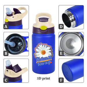 ขวดน้ำเก็บความร้อนดีไซน์ใหม่ 12 ออนซ์ ขวดน้ำเด็ก ปลอดสาร BPA ขวดน้ำแบบมีฝาปิดแบบพลิกตรงพร้อมฝาปิดกันรั่ว - Product Image 6