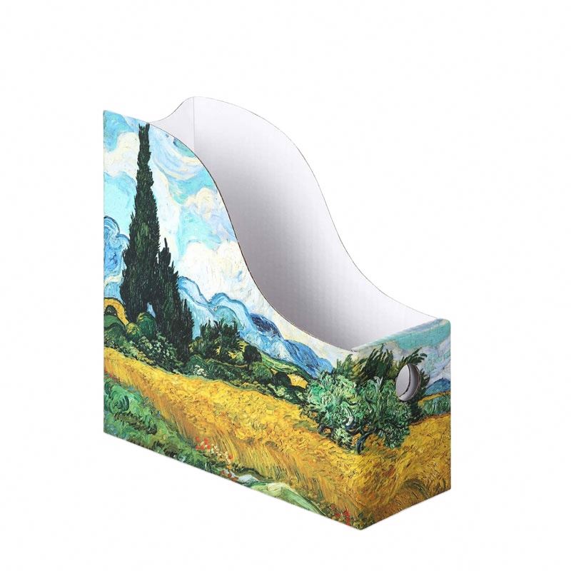 Изготовленный на заказ Печатный Импрессионизм A4 A5 переработанный картон офисный столешница органайзер для журналов коробка для хранения файлов держатель