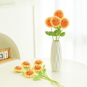 Flor de hilo creativa hecha a mano para el Día del Maestro, girasol sonriente, flor eterna, producto terminado - Product Image 4