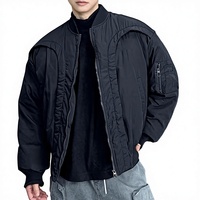 Blouson Bomber Homme LEDUO Hiver Blanc Noir Décontracté Coupe Ample Col Montant Poches Cargo Fermeture Éclair Imperméable
