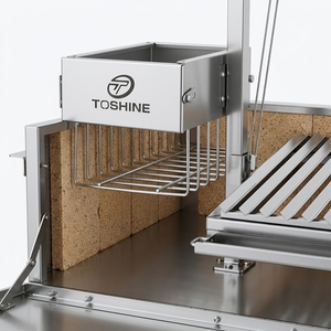 TOSHINE TS-PC-04M Griglia Commerciale per BBQ <span class=keywords><strong>Argentino</strong></span> V-Grate in Acciaio Inossidabile con Mattoni Refrattari e Brasero Laterale - Product Image 4