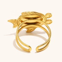 Dingran nouveauté bijoux délicats en acier inoxydable Design Unique plaqué or tortue émail coquille anneaux