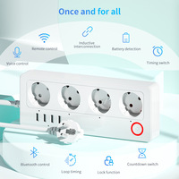 Multiprise intelligente SIXWGH Tuya avec protection contre les surtensions, 4 prises AC + USB, surveillance de la consommation d'énergie via application Wi-Fi, compatible avec Alexa et Google