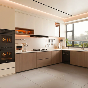 Évier <span class=keywords><strong>de</strong></span> <span class=keywords><strong>cuisine</strong></span> en forme <span class=keywords><strong>de</strong></span> L sur mesure avec armoires modulaires haut <span class=keywords><strong>de</strong></span> gamme pour projets résidentiels <span class=keywords><strong>de</strong></span> luxe dans les villas <span class=keywords><strong>et</strong></span> les appartements - Product Image 2