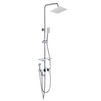 Nouvelle conception de robinetterie de douche carrée noire de luxe avec pommeau de douche cascade à pression accrue pour salle de bain